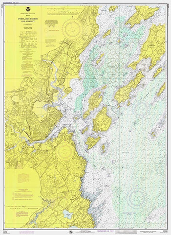 Nautical Chart - Portland Harbor and Vicinity ca. 1974 White Modern Wood Framed Art Print with Double Matting by NOAA Historical Map and Chart Collection