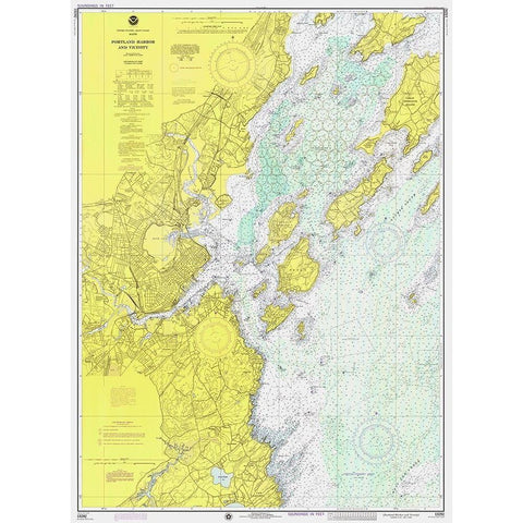 Nautical Chart - Portland Harbor and Vicinity ca. 1974 Black Modern Wood Framed Art Print by NOAA Historical Map and Chart Collection