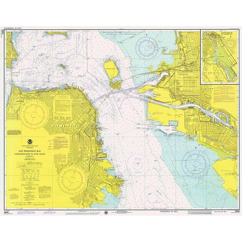 Nautical Chart - San Francisco Bay ca. 1975 Black Modern Wood Framed Art Print by NOAA Historical Map and Chart Collection