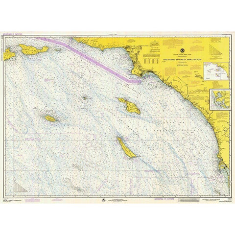 Nautical Chart - San Diego to Santa Rosa Island ca. 1975 Black Modern Wood Framed Art Print with Double Matting by NOAA Historical Map and Chart Collection