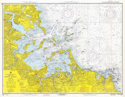 Nautical Chart - Boston Harbor ca. 1970 Black Ornate Wood Framed Art Print with Double Matting by NOAA Historical Map and Chart Collection