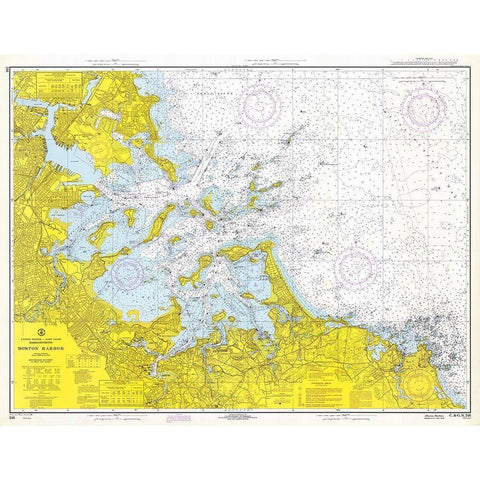 Nautical Chart - Boston Harbor ca. 1970 White Modern Wood Framed Art Print by NOAA Historical Map and Chart Collection
