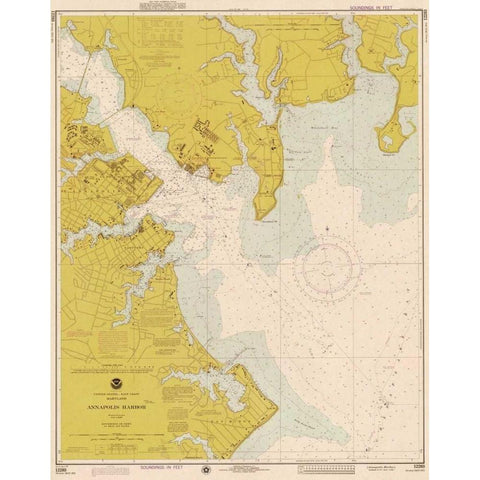 Nautical Chart - Annapolis Harbor ca. 1975 - Sepia Tinted White Modern Wood Framed Art Print by NOAA Historical Map-Chart
