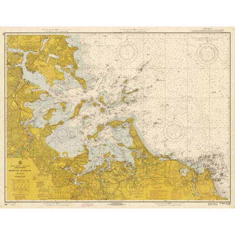 Nautical Chart - Boston Harbor ca. 1970 - Sepia Tinted Black Modern Wood Framed Art Print by NOAA Historical Map-Chart