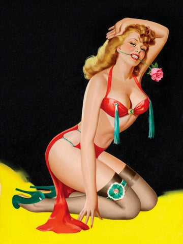 Mid-Century Pin-Ups - Beauty Parade Magazine - Rose White Modern Wood Framed Art Print with Double Matting by Driben, Peter