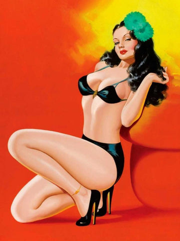 Mid-Century Pin-Ups - Beauty Magazine - Hot in Black White Modern Wood Framed Art Print with Double Matting by Driben, Peter