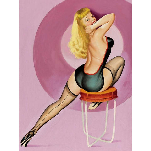 Mid-Century Pin-Ups - Beauty Parade Magazine - Oh! Purple Black Modern Wood Framed Art Print with Double Matting by Driben, Peter