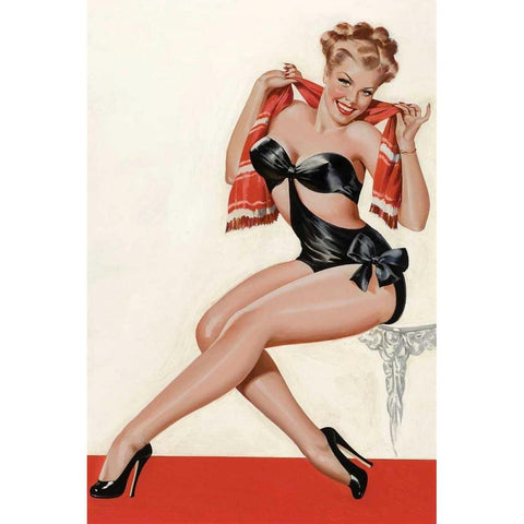 Mid-Century Pin-Ups - Wink Magazine - Silk Stockings and High Heels White Modern Wood Framed Art Print by Driben, Peter