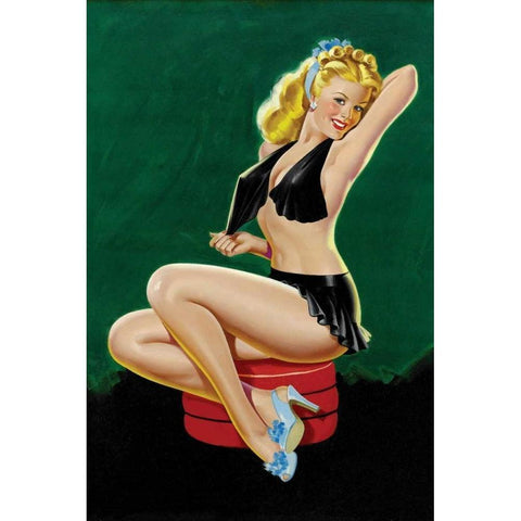 Mid-Century Pin-Ups - Beauty Parade - Uncovering Beauty Black Modern Wood Framed Art Print by Driben, Peter