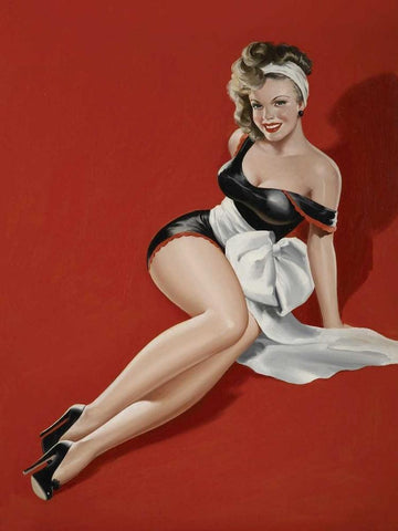 Mid-Century Pin-Ups - Magazine Cover - The Gift Black Ornate Wood Framed Art Print with Double Matting by Driben, Peter