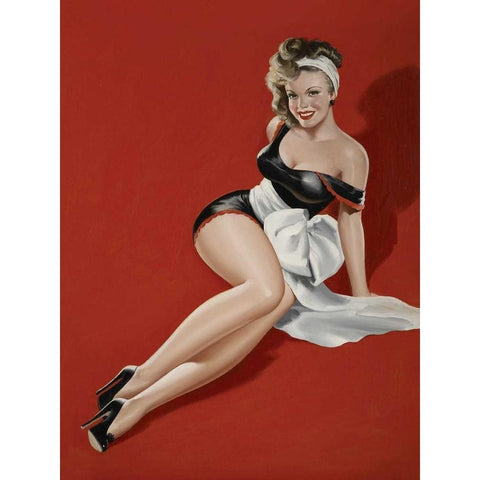 Mid-Century Pin-Ups - Magazine Cover - The Gift Black Modern Wood Framed Art Print with Double Matting by Driben, Peter