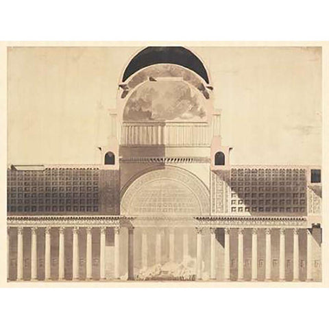 Architectural Project for the Church of the Madeleine, 1777 - 1785 Black Modern Wood Framed Art Print with Double Matting by Boullee, Etienne-Louis