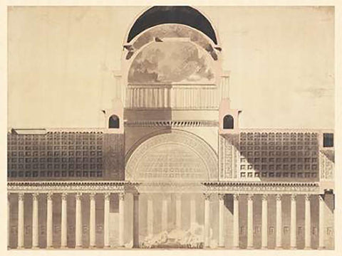 Architectural Project for the Church of the Madeleine, 1777 - 1785 Black Ornate Wood Framed Art Print with Double Matting by Boullee, Etienne-Louis
