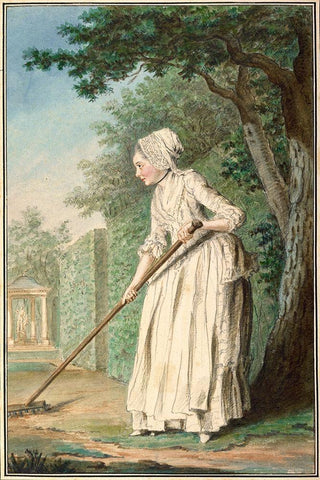 The Duchess of Chaulnes as a Gardener in an AllÃ©e, 1771 White Modern Wood Framed Art Print with Double Matting by Carmontelle, Louis Carrogis de