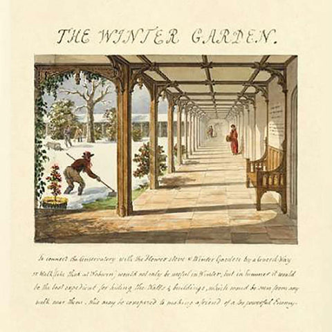 The Winter Garden, 1813 Gold Ornate Wood Framed Art Print with Double Matting by Repton, Humphry