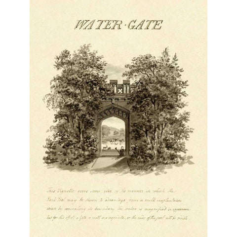 Water-Gate, 1813 Black Modern Wood Framed Art Print by Repton, Humphry