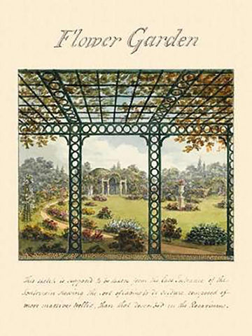 Flower Garden, 1813 Black Ornate Wood Framed Art Print with Double Matting by Repton, Humphry