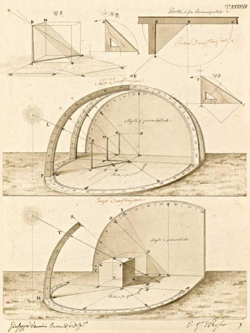 Plate 47 for Elements of Civil Architecture, ca. 1818-1850 White Modern Wood Framed Art Print with Double Matting by Vannini, Giuseppe