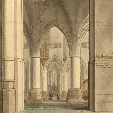 The Choir and North Ambulatory of the Church of Saint Bavo, Haarlem, 1634 White Modern Wood Framed Art Print by Saenredam, Pieter Jansz.
