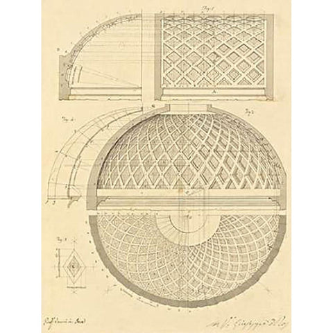 Plate 43 for Elements of Civil Architecture, ca. 1818-1850 Black Modern Wood Framed Art Print by Vannini, Giuseppe