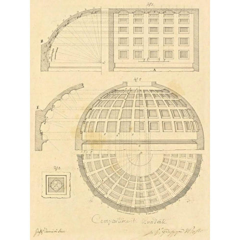 Plate 42 for Elements of Civil Architecture, ca. 1818-1850 Black Modern Wood Framed Art Print by Vannini, Giuseppe