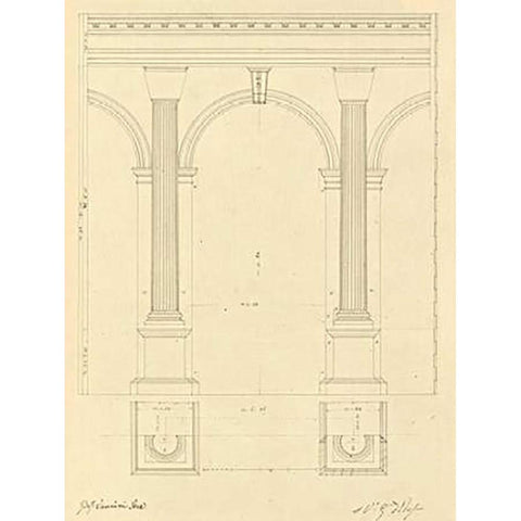 Plate 28 for Elements of Civil Architecture, ca. 1818-1850 White Modern Wood Framed Art Print by Vannini, Giuseppe