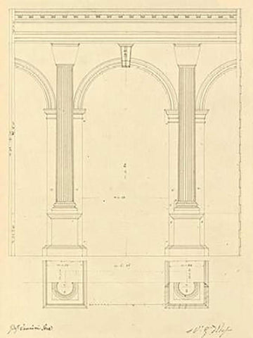 Plate 28 for Elements of Civil Architecture, ca. 1818-1850 Black Ornate Wood Framed Art Print with Double Matting by Vannini, Giuseppe