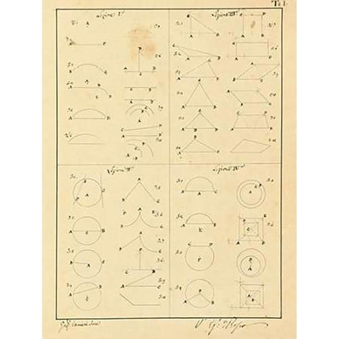 Plate 1 for Elements of Civil Architecture, ca. 1818-1850 Black Modern Wood Framed Art Print with Double Matting by Vannini, Giuseppe