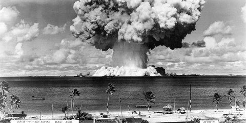 Bikini Atoll - Operation Crossroads Baker Detonation - July 25, 1946: DBCR-T1-318-Exp #6 AF434-4 Black Ornate Wood Framed Art Print with Double Matting by U.S. Navy
