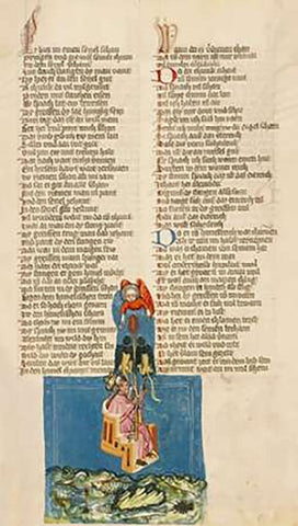 Alexander the Great in the Air Black Ornate Wood Framed Art Print with Double Matting by German 15th Century