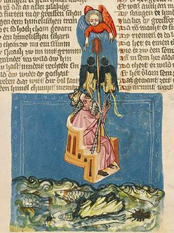 Alexander the Great in the Air (detail) White Modern Wood Framed Art Print with Double Matting by German 15th Century