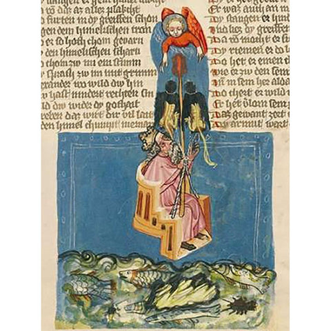 Alexander the Great in the Air (detail) Black Modern Wood Framed Art Print by German 15th Century