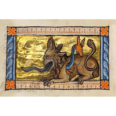 A Crocodile and a Hydrus (detail) White Modern Wood Framed Art Print by Franco-Flemish 13th Century