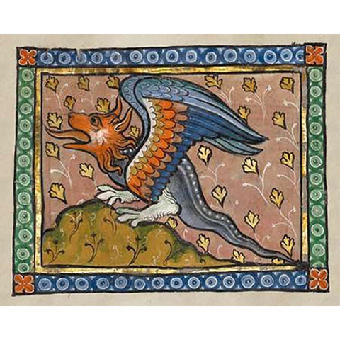 A Dragon (detail) Black Modern Wood Framed Art Print with Double Matting by Franco-Flemish 13th Century