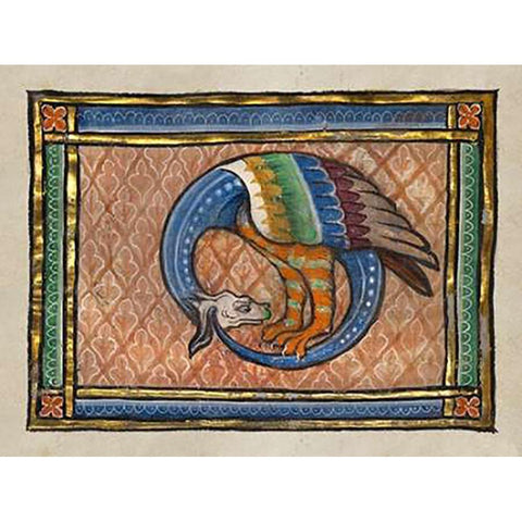 A Dragon-like Snake (detail) White Modern Wood Framed Art Print by Franco-Flemish 13th Century