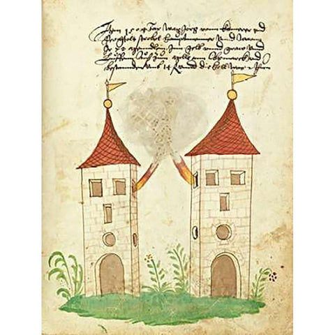 Civic festival of the Nuremberg Schembartlauf - Towers Black Modern Wood Framed Art Print with Double Matting by German 16th Century