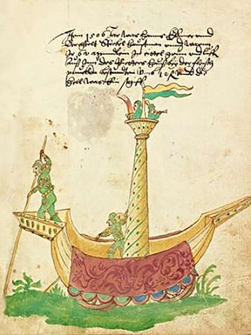 Civic festival of the Nuremberg Schembartlauf - Ship Float White Modern Wood Framed Art Print with Double Matting by German 16th Century