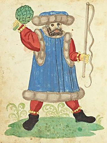 Civic festival of the Nuremberg Schembartlauf - Blue Costume Black Ornate Wood Framed Art Print with Double Matting by German 16th Century