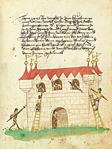 Civic festival of the Nuremberg Schembartlauf - Castle Black Ornate Wood Framed Art Print with Double Matting by German 16th Century