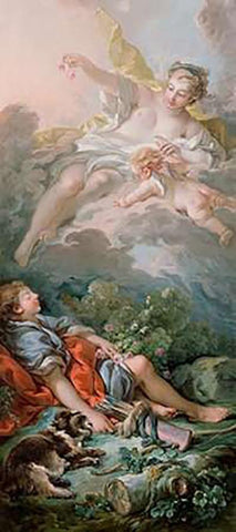 Aurora and Cephalus (detail) White Modern Wood Framed Art Print with Double Matting by Boucher, Francois