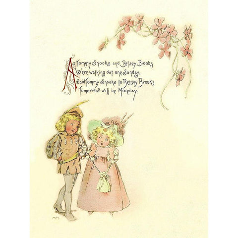 Nursery Rhymes: Tommy Snooks and Betsey Brooks Black Modern Wood Framed Art Print with Double Matting by Humphrey, Maud
