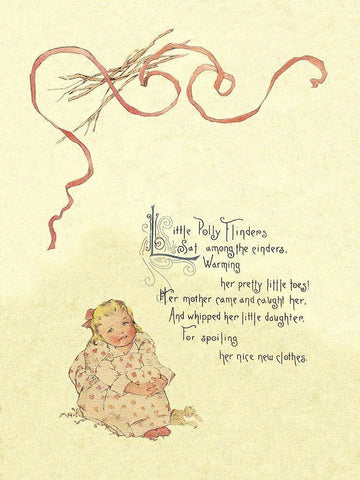 Nursery Rhymes: Little Polly Flinders Black Ornate Wood Framed Art Print with Double Matting by Humphrey, Maud