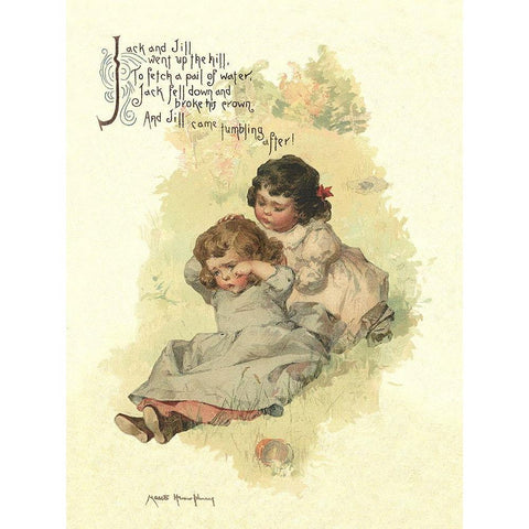 Nursery Rhymes: Jack and Jill Black Modern Wood Framed Art Print by Humphrey, Maud