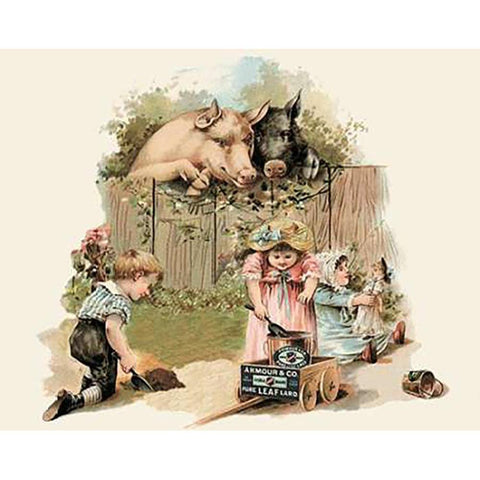 Pigs and Pork: Curious Pigs Black Modern Wood Framed Art Print with Double Matting by Advertisement