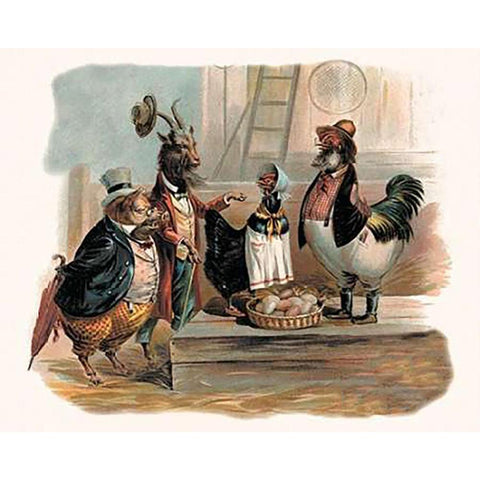 Pigs and Pork: Party Animals Gold Ornate Wood Framed Art Print with Double Matting by Advertisement