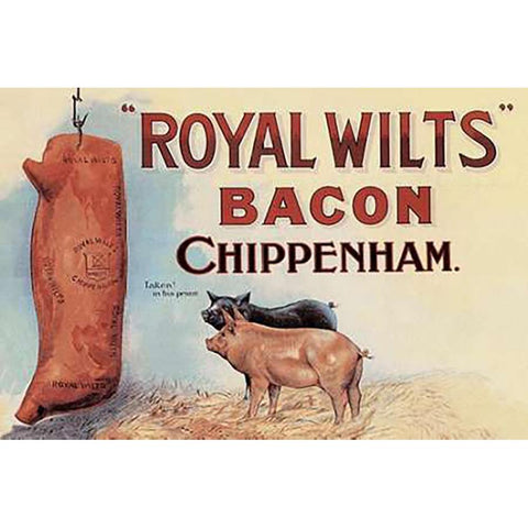 Pigs and Pork: Royal Wilts Bacon Black Modern Wood Framed Art Print with Double Matting by Advertisement