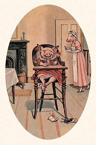 Pigs and Pork: Baby Pig Black Ornate Wood Framed Art Print with Double Matting by Advertisement