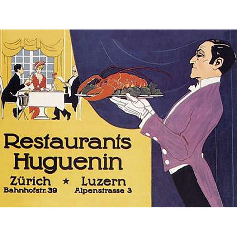 Cooks: Restaurants Huguenin Black Modern Wood Framed Art Print with Double Matting by Advertisement