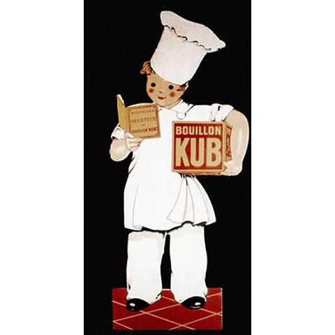 Cooks: Bouillon Kub White Modern Wood Framed Art Print by Advertisement