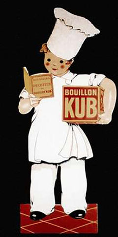 Cooks: Bouillon Kub White Modern Wood Framed Art Print with Double Matting by Advertisement